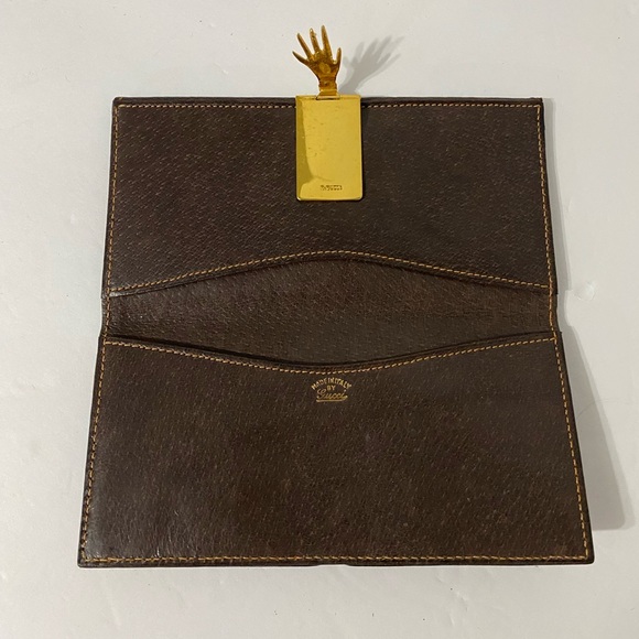Gucci Vintage💥SUPER RARE💥 gilt clasp brown leather wallet - Picture 4 of 8